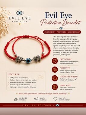 Red Protection Bracelet with Elephant Charms